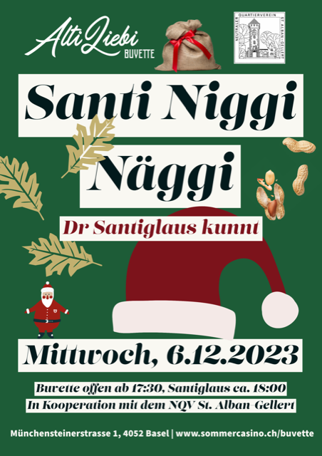 6.12.2023, 18h : Santi Niggi Näggi, Buvette Alti Liebi beim Sommercasino