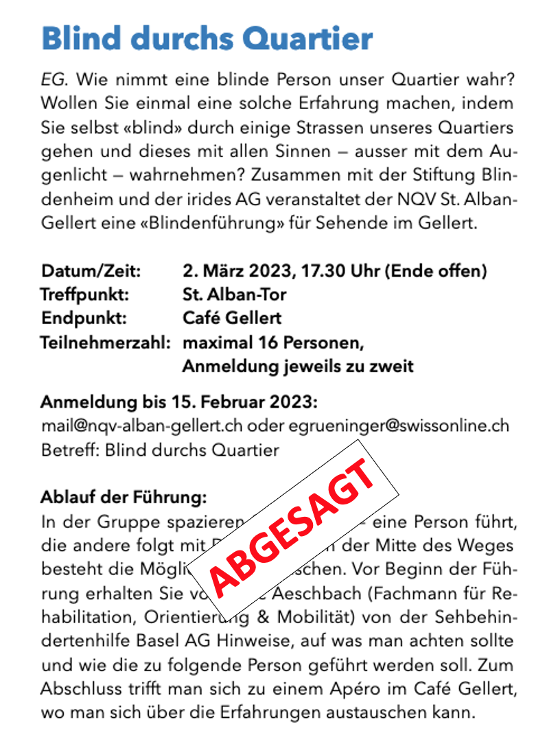 2.3.2023 Blind durchs Quartier