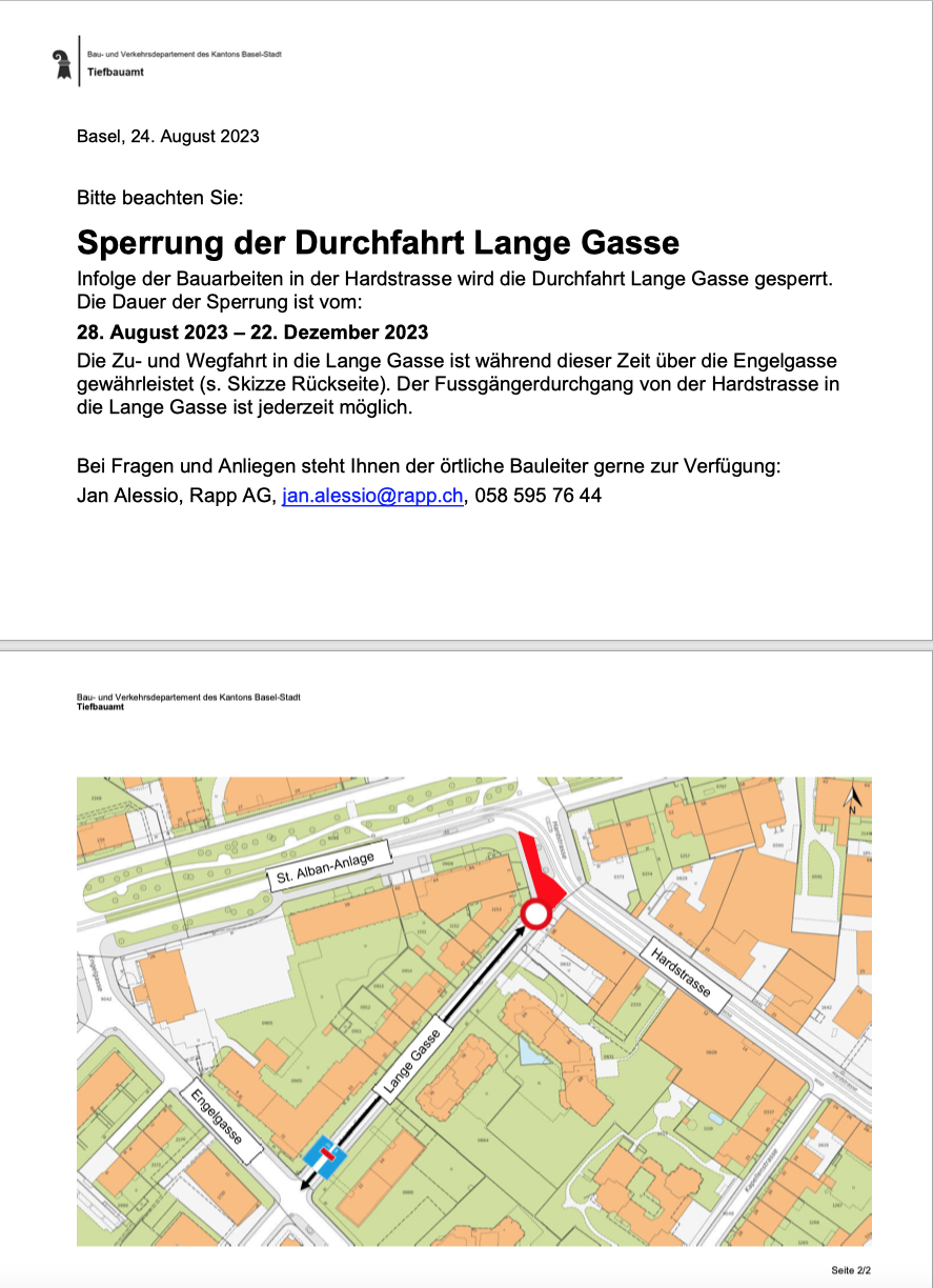 Sperrung Lange Gasse