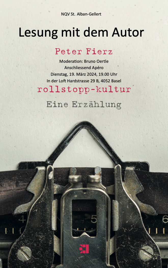 19.3, 19h: Peter Fierz liest aus seinem Erzählband «rollstopp-kultur».